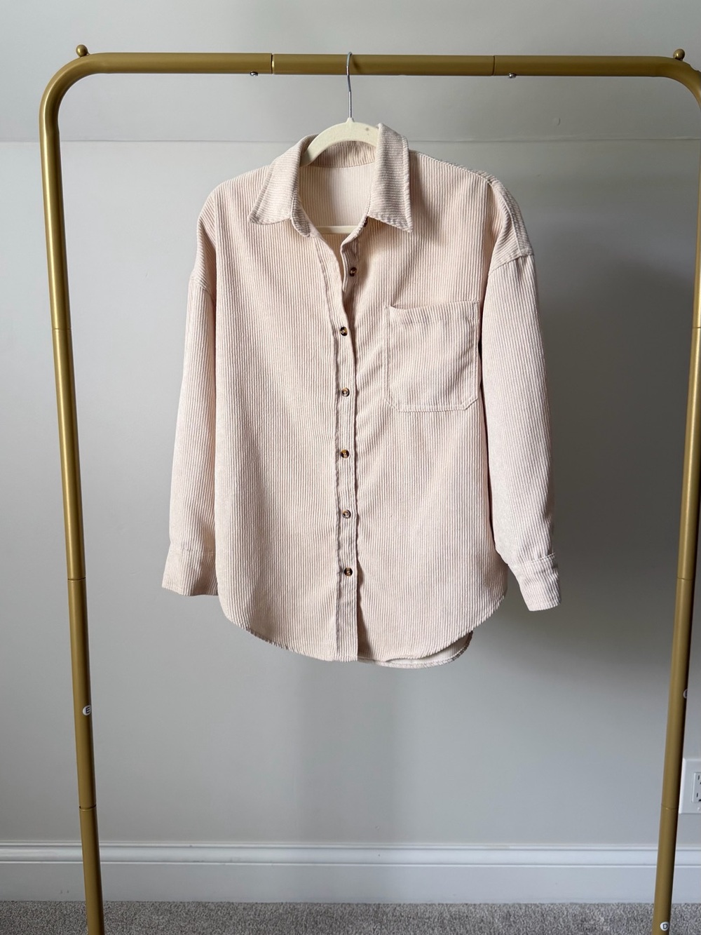 Madewell Light Beige Apricot Corduroy Button-Down Shirt Sz M